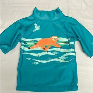3T UV Skinz Kids Swim Shirt with Sloth Design - Teal